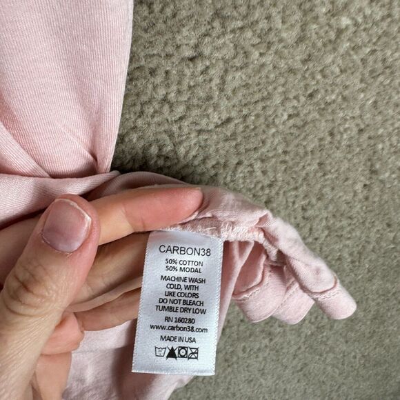 Carbon38 Tee-Shirt Womens Size Small Lotus Ruched Short Sleeve Crew Cotton Modal - Picture 9 of 11